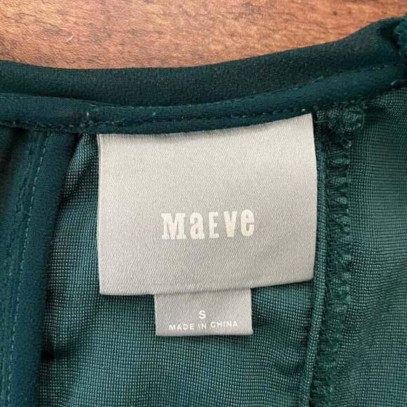 Maeve Anthropologie Womens Top Sz Small Green Crushed Velvet Boho Holiday Shirt - Picture 6 of 6